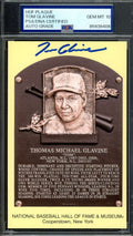 Tom Glavine Gem Mint 10 PSA DNA Signed Gold Hall of Fame Plaque Postcard Autograph