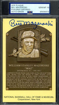 Bill Mazeroski Gem Mint 10 PSA DNA Signed Gold Hall of Fame Plaque Postcard Autograph