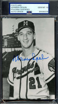 Warren Spahn Gem Mint 10 PSA DNA Signed Photo Postcard Autograph