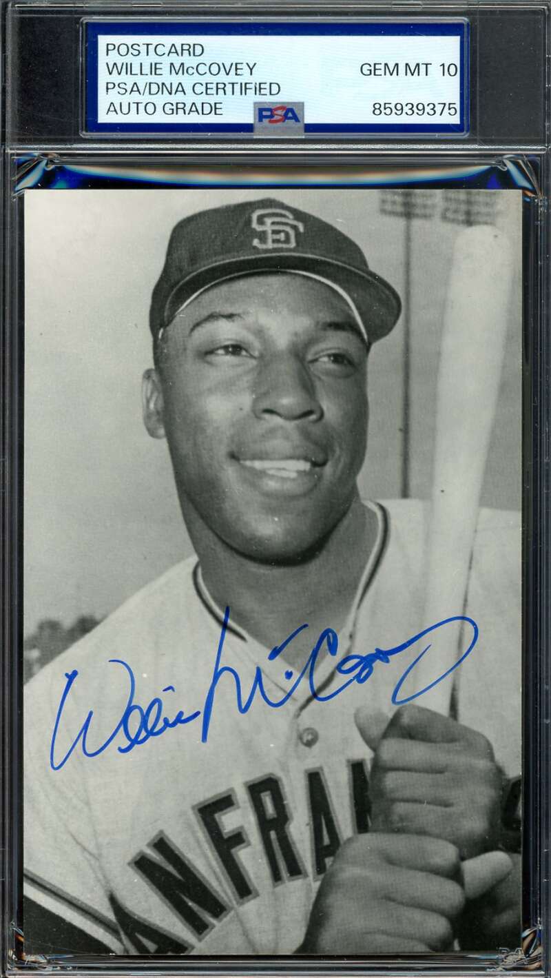 Willie McCovey Gem Mint 10 PSA DNA Signed Photo Postcard Autograph