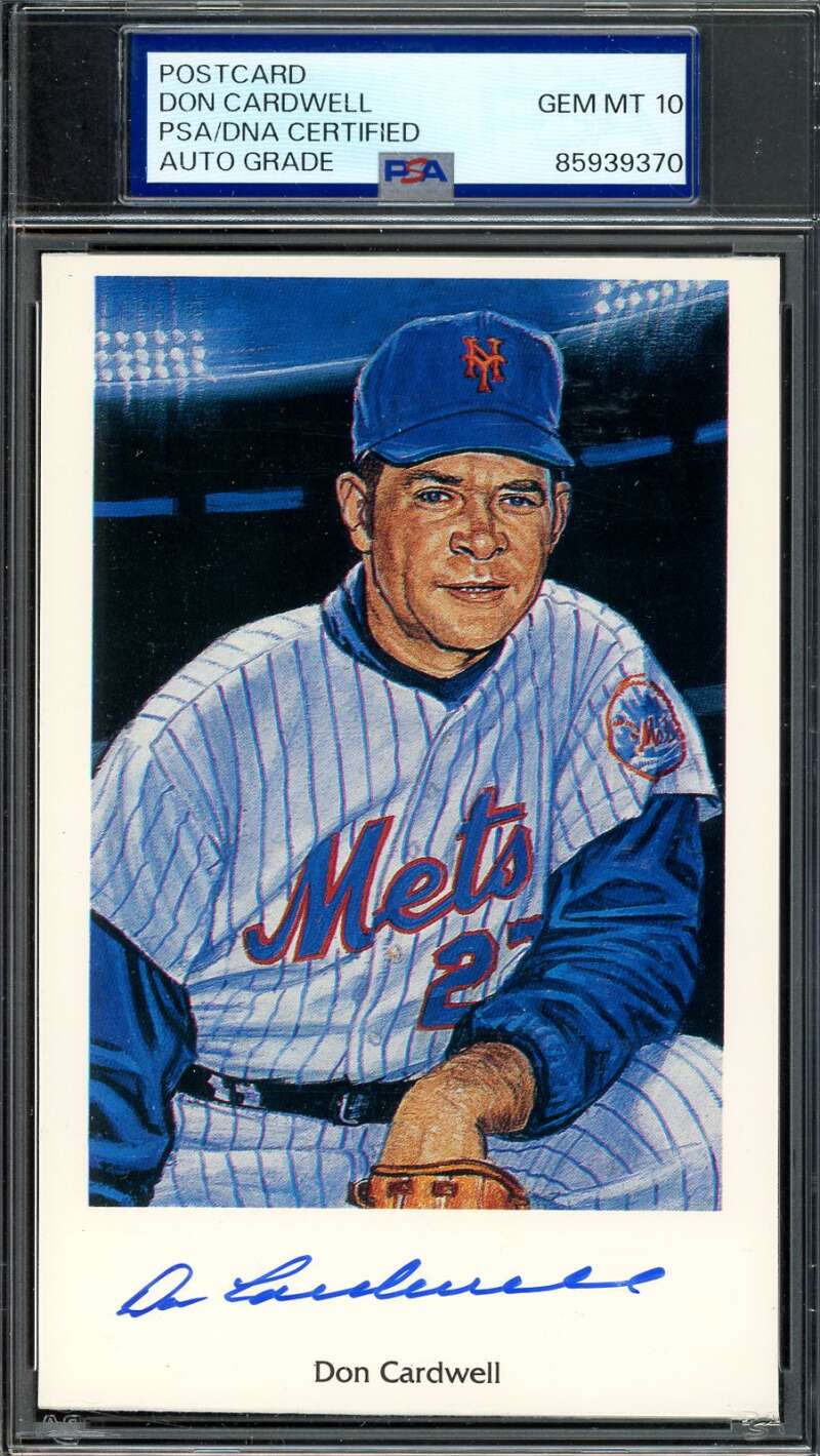 Don Cardwell Gem Mint 10 PSA DNA Signed 1994 Ron Lewis 1969 Mets Postcard Autograph