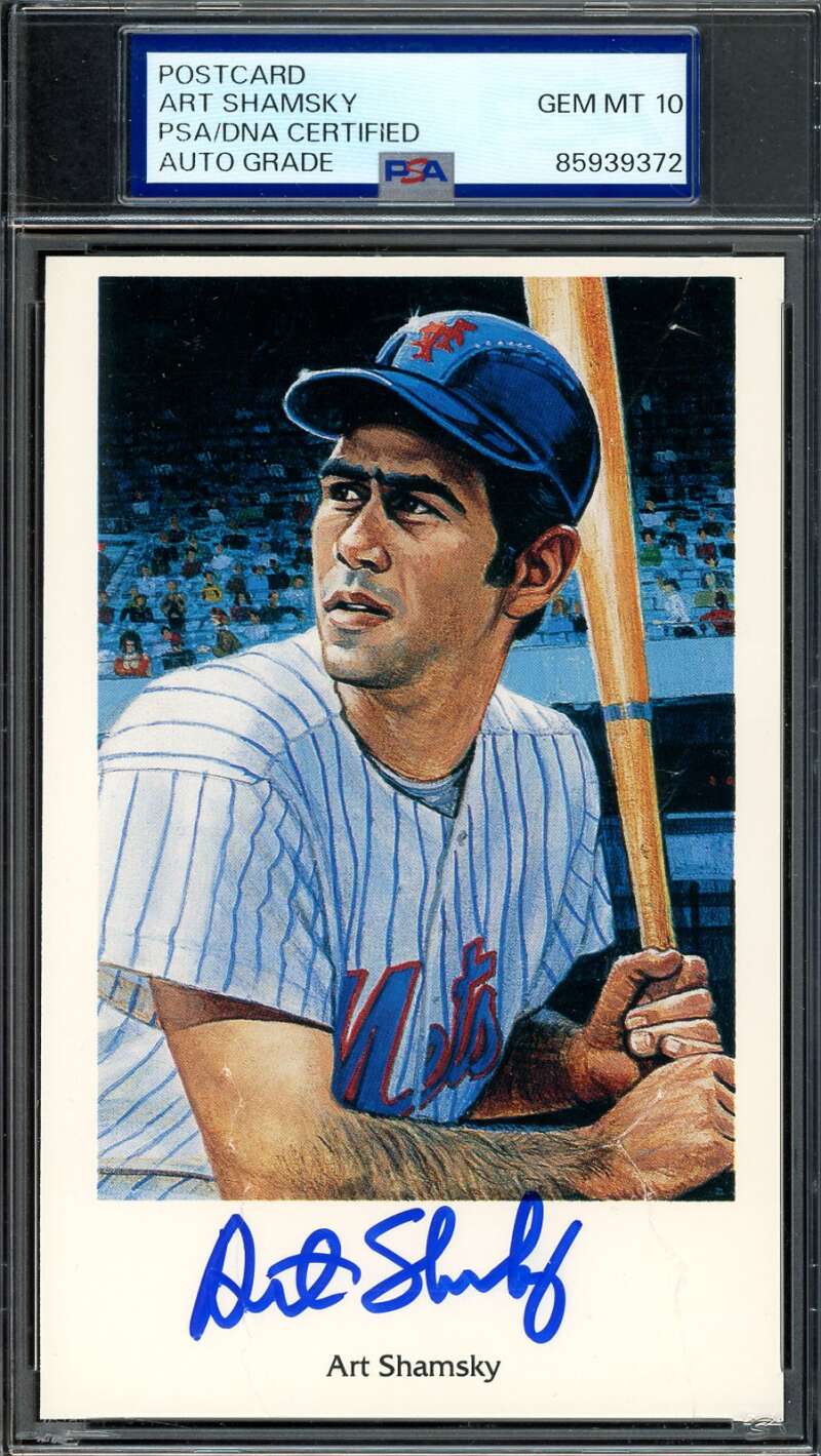 Art Shamsky Gem Mint 10 PSA DNA Signed 1994 Ron Lewis 1969 Mets Postcard Autograph