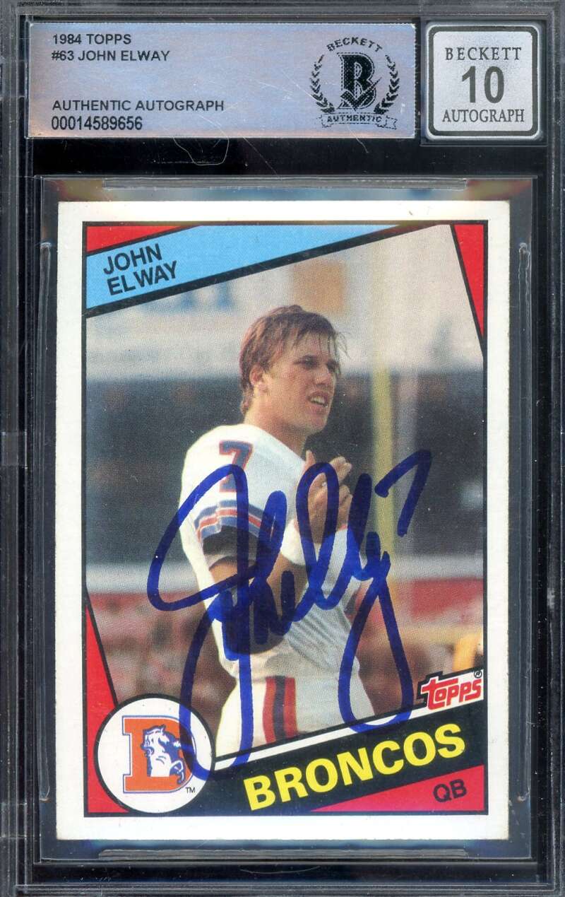 John Elway Gem Mint 10 Beckett BAS Signed 1984 Topps Rookie Autograph