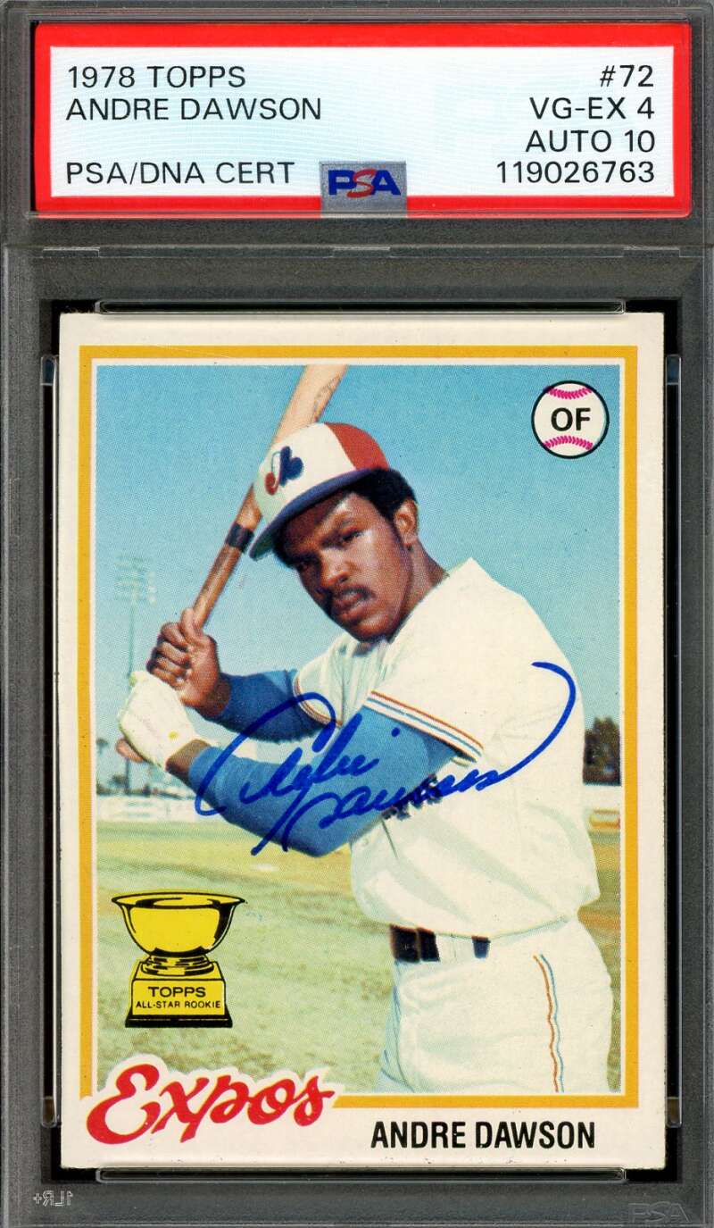Andre Dawson Gem Mint 10 PSA DNA Signed 1978 Topps Autograph