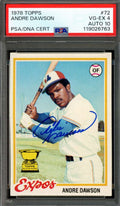 Andre Dawson Gem Mint 10 PSA DNA Signed 1978 Topps Autograph