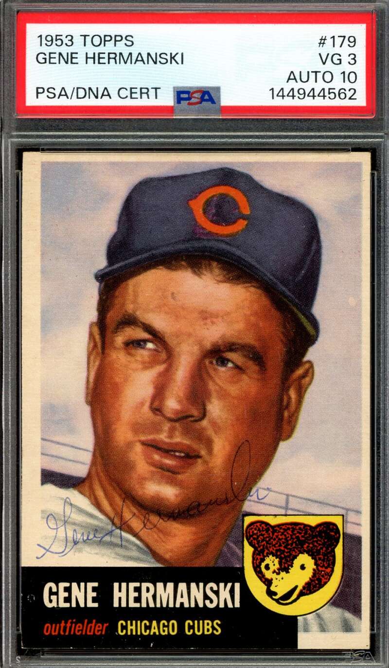 Gene Hermanski Gem Mint 10 PSA DNA Signed 1953 Topps Autograph