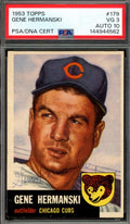 Gene Hermanski Gem Mint 10 PSA DNA Signed 1953 Topps Autograph