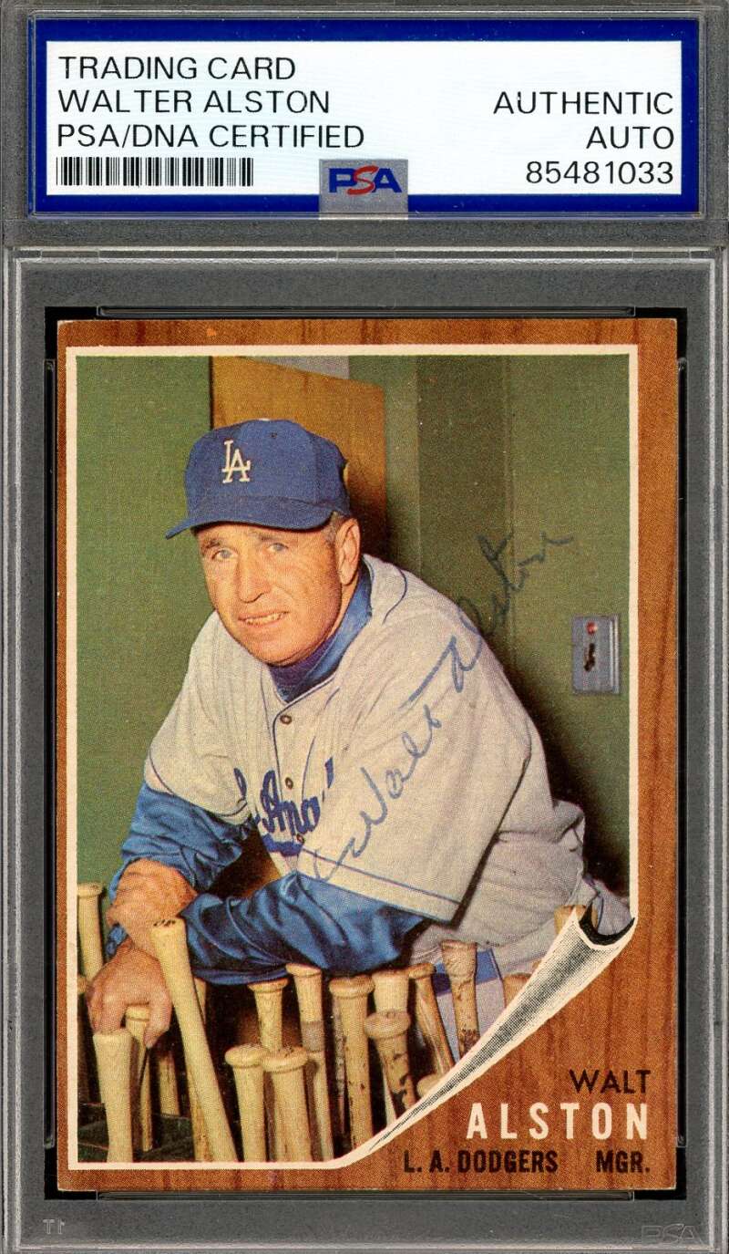 Walter Alston PSA DNA Vintage Signed 1962 Topps Autograph