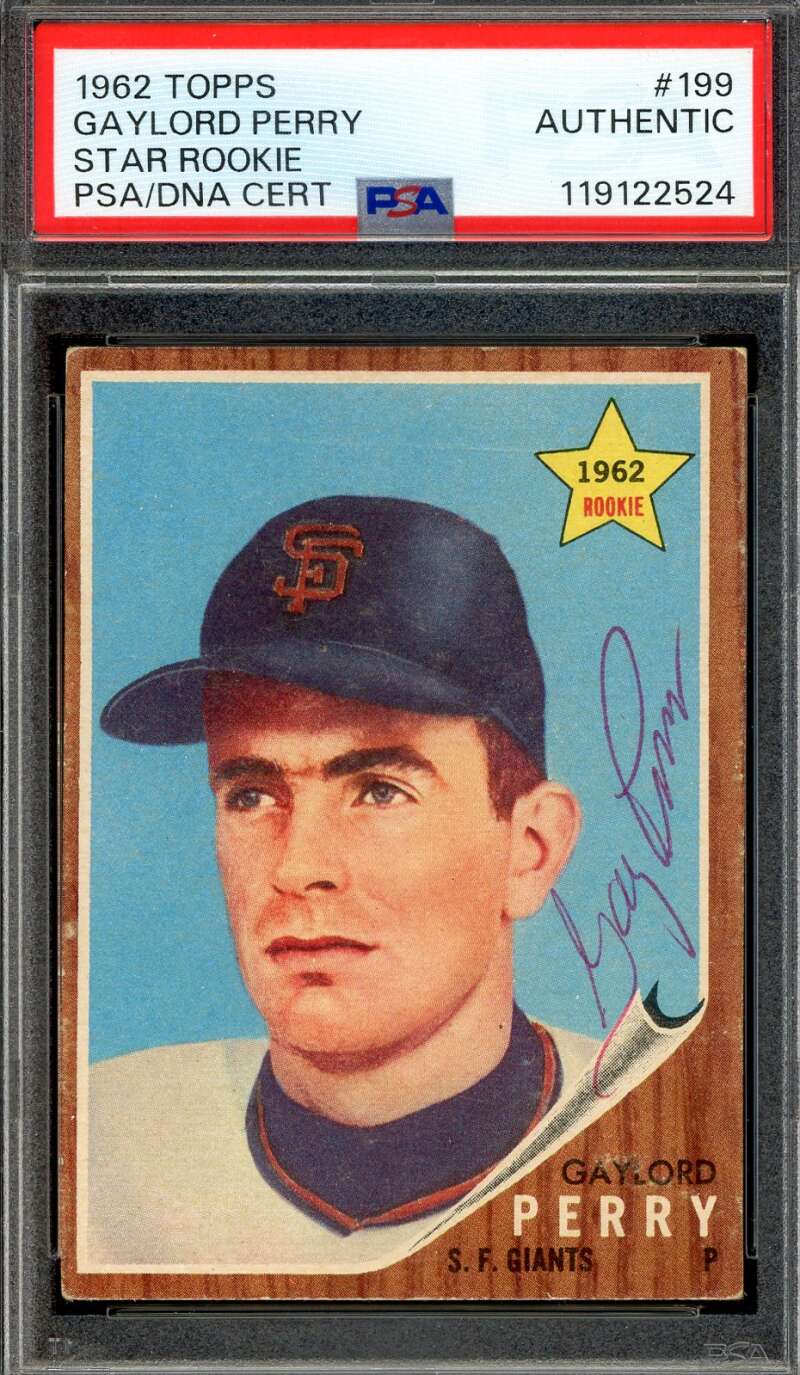 Gaylord Perry PSA DNA Vintage Signed 1962 Topps Rookie Autograph Giants