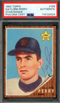 Gaylord Perry PSA DNA Vintage Signed 1962 Topps Rookie Autograph Giants