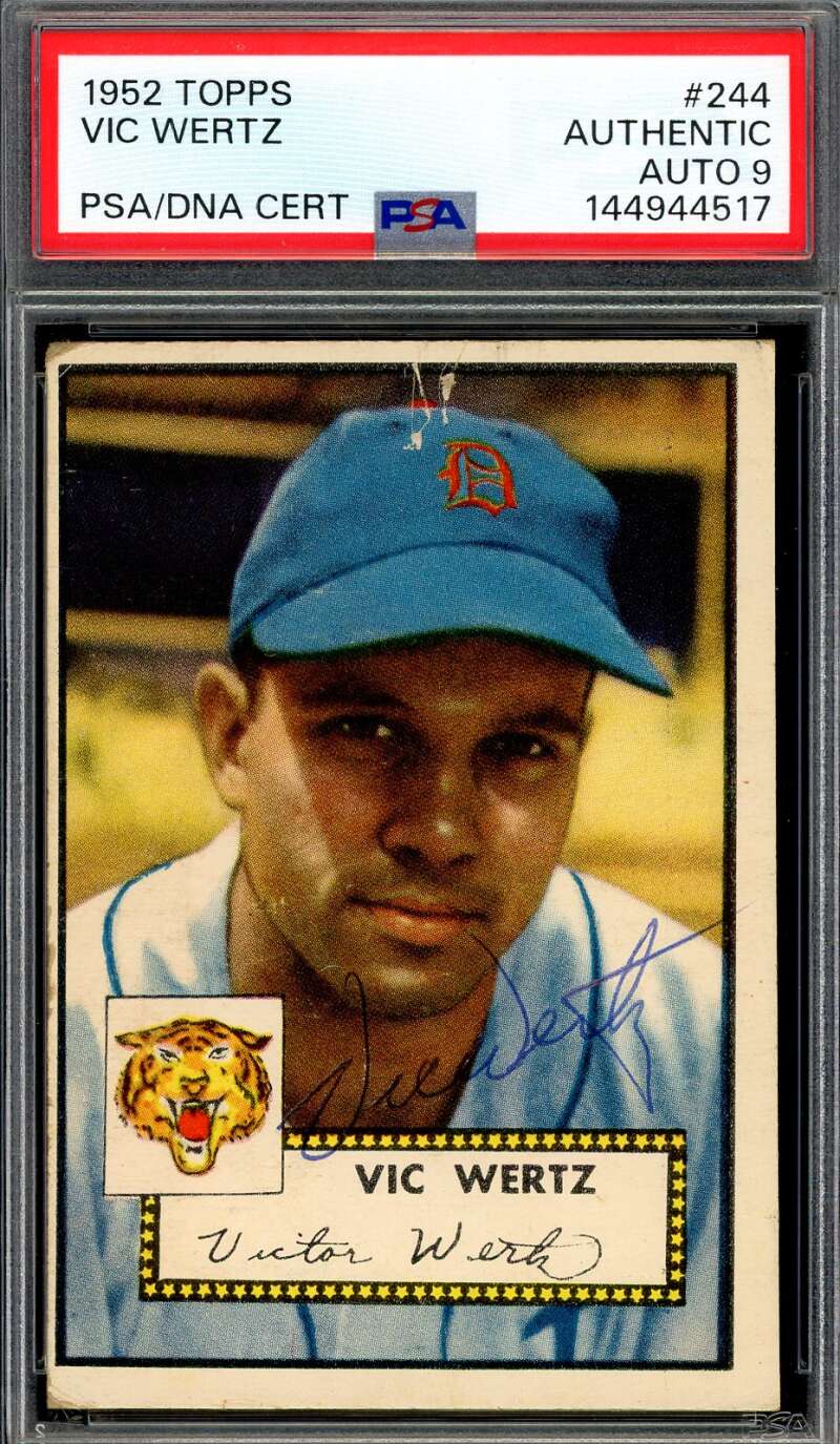Vic Wertz Mint 9 PSA DNA Vintage Signed 1952 Topps Autograph