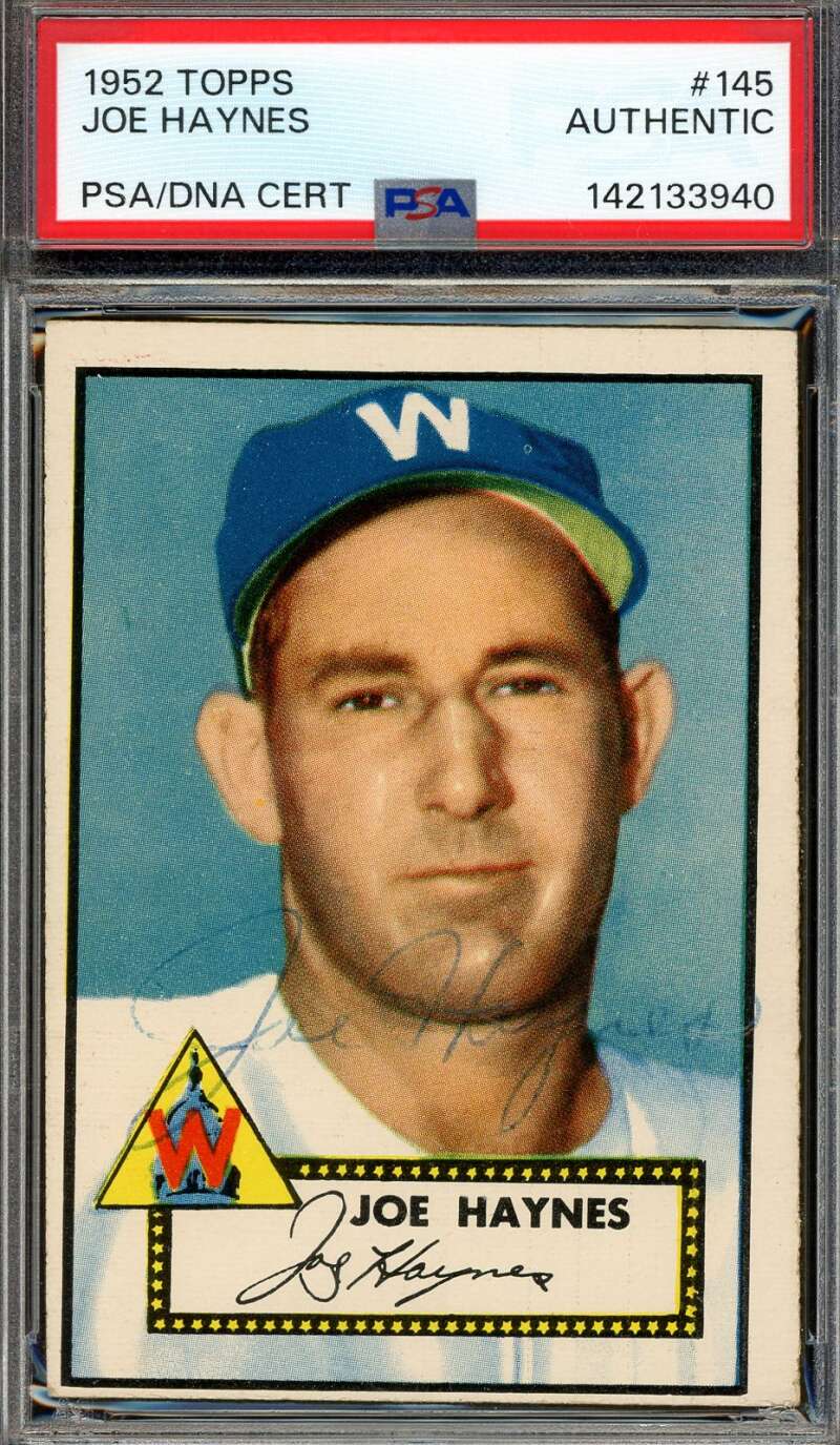 Joe Haynes PSA DNA Signed 1952 Topps Key Card  D.67 Autograph