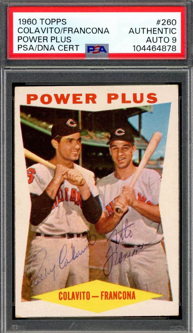 Francona Colavito Mint 9 PSA DNA Signed 1960 Topps Power Plus Autograph