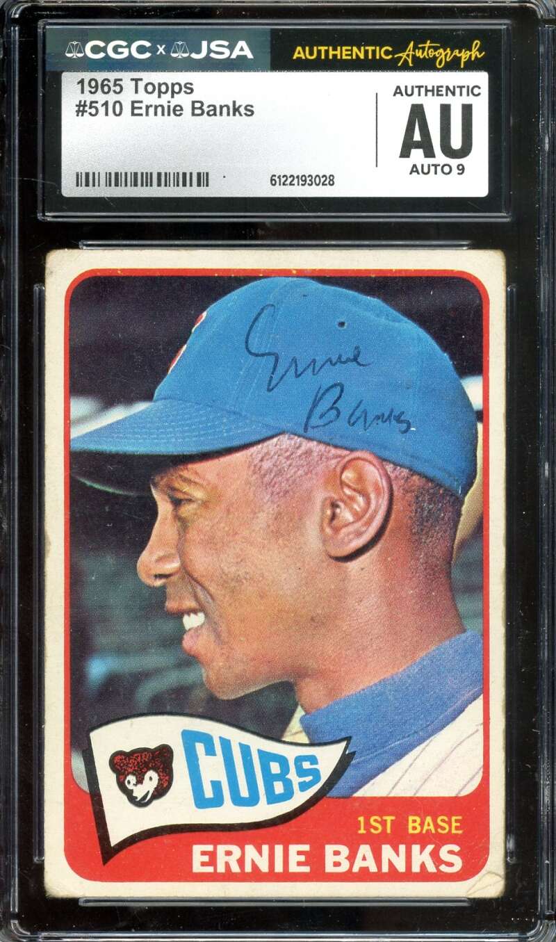 Ernie Banks Mint 9 CGC JSA Coa Vintage Signed 1965 Topps Autograph