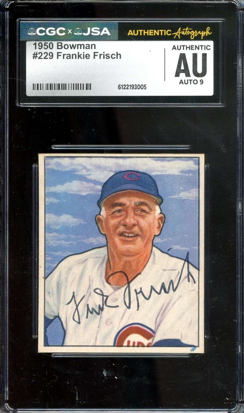 Frankie Frisch Mint 9 CGC JSA Coa Vintage Signed 1950 Bowman Autograph