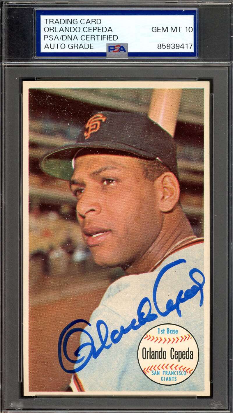 Orlando Cepeda Gem Mint 10 PSA DNA Signed 1964 Topps Giants Autograph