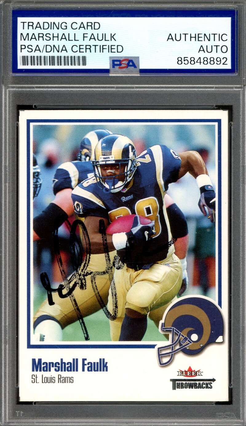 Marshall Faulk PSA DNA Signed 2002 Fleer Throwbacks Autograph