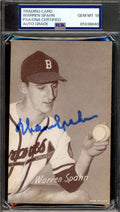 Warren Spahn Gem Mint 10 PSA DNA Signed 1947-66 Exhibit Rookie Autograph