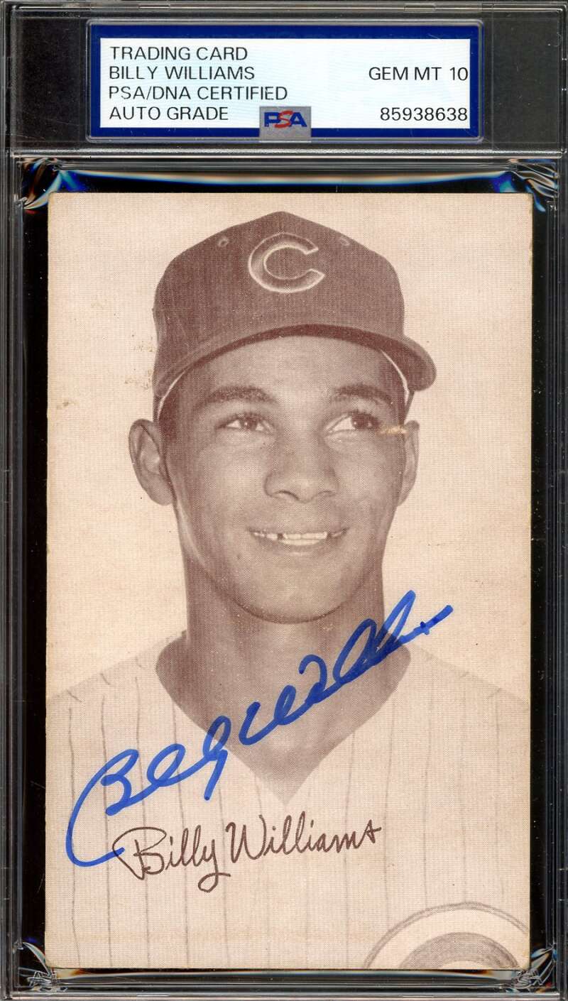 Billy Williams Gem Mint 10 PSA DNA Signed 1947-66 Exhibit Stat Back Rookie Autograph