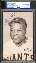 Willie Mays PSA DNA Signed 1947-66 Exhibit Stat Back Rookie Autograph