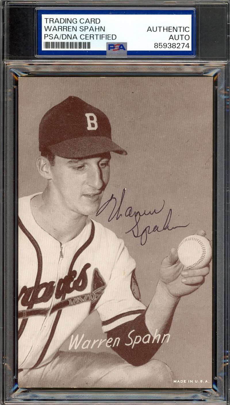 Warren Spahn PSA DNA Signed 1947-66 Exhibit Rookie Autograph
