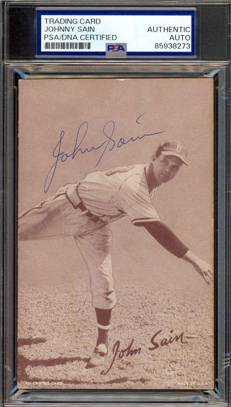 Johnny Sain PSA DNA Signed 1947-66 Exhibit Rookie Autograph