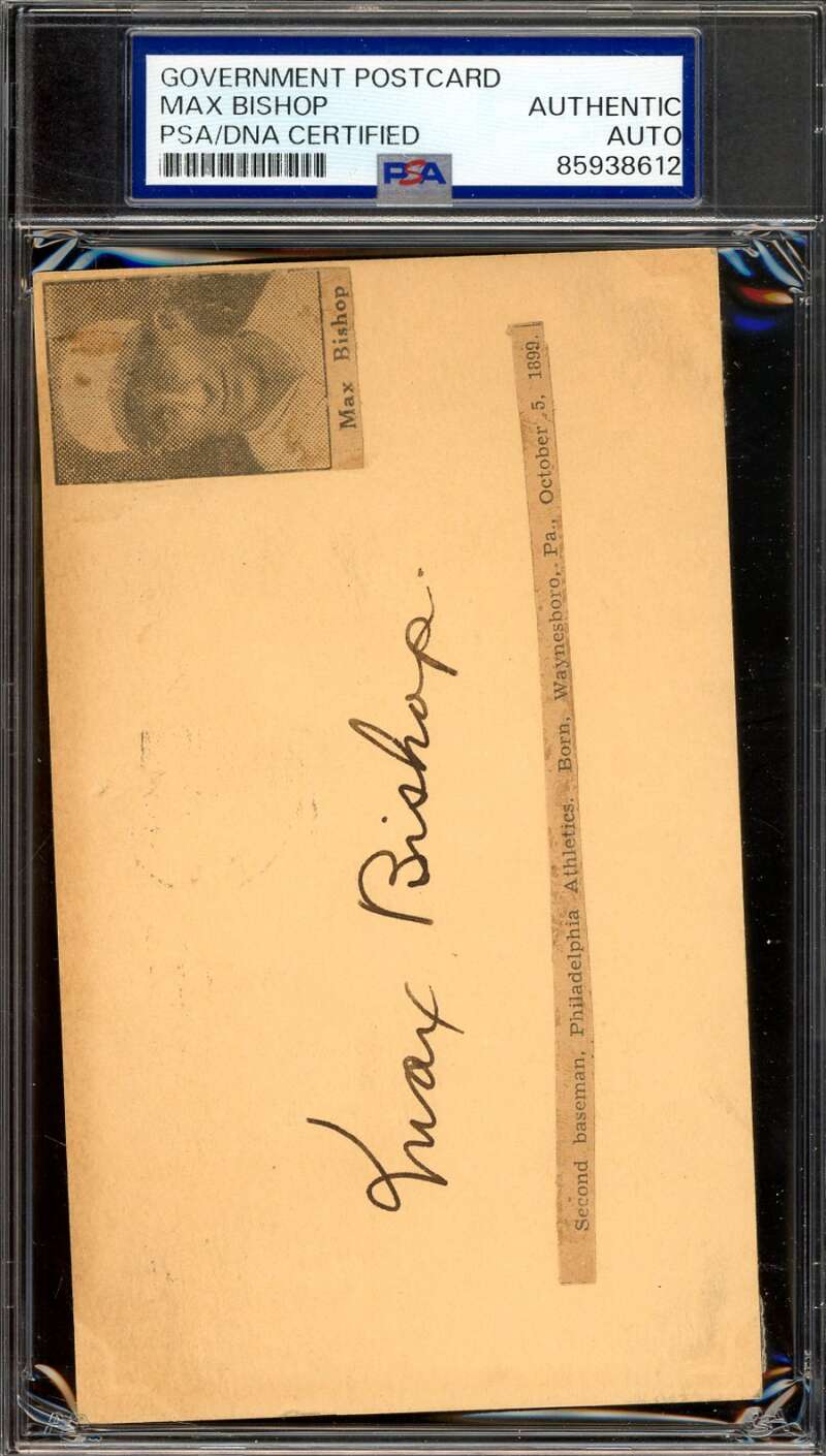 Max Bishop PSA DNA Signed 1934 Government Postcard GPC D.62 Autograph