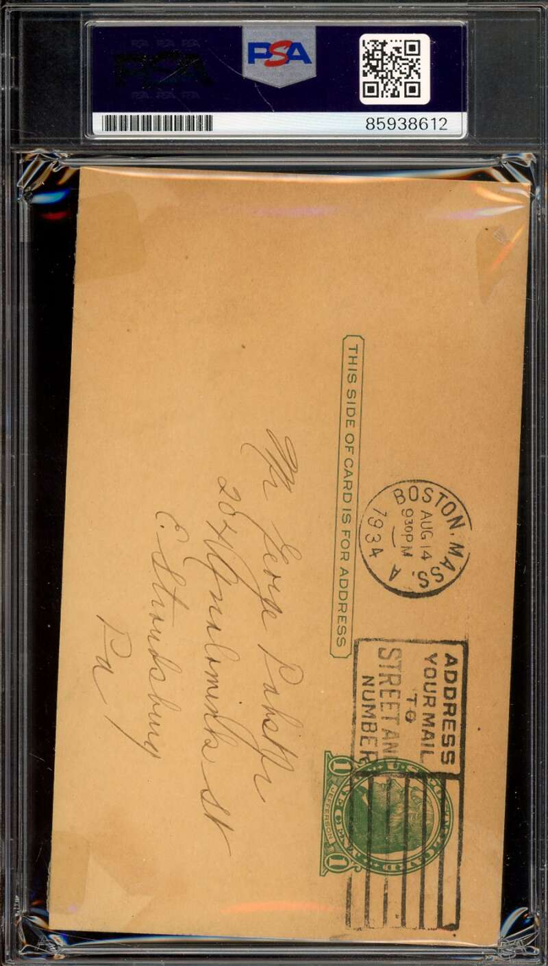 Max Bishop PSA DNA Signed 1934 Government Postcard GPC D.62 Autograph