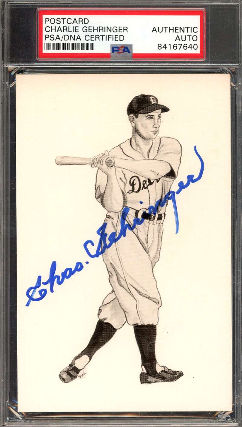 Charlie Gehringer PSA DNA Signed Photo Postcard Autograph