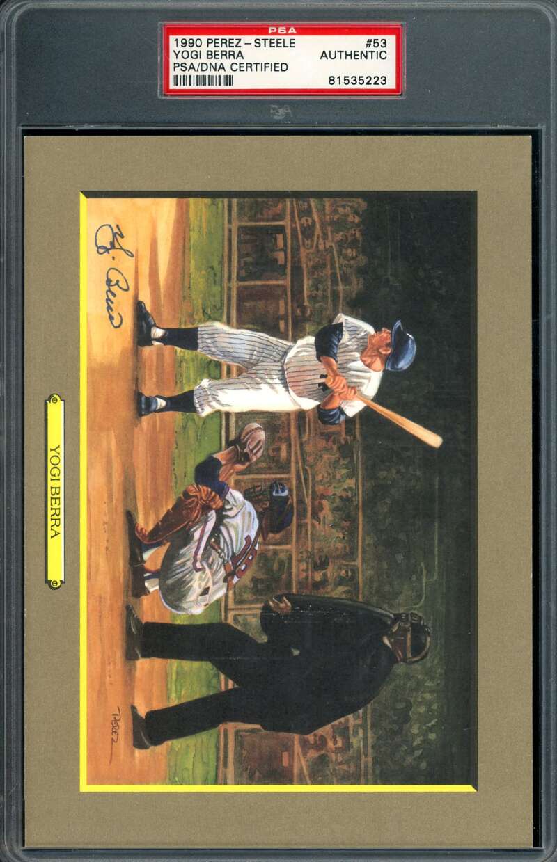 Yogi Berra PSA DNA Signed Perez Steele Great Moments Postcard Autograph