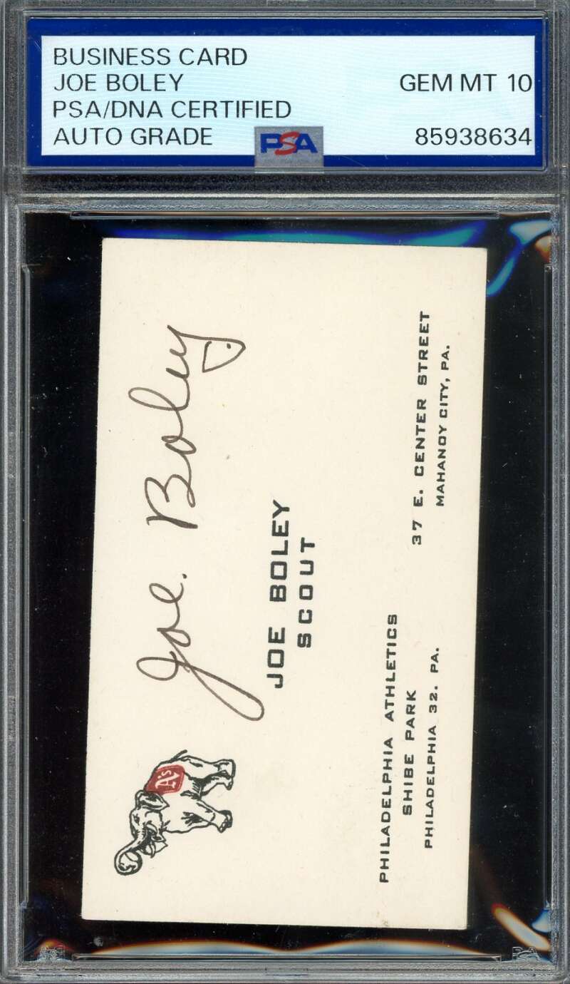 Joe Boley PSA DNA Signed Philadelphia Ahtletics Buisness Card Autograph