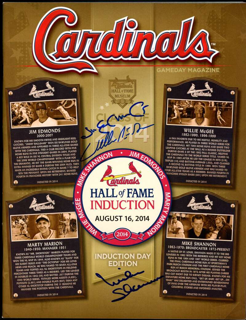 Edmonds McGee Shannon JSA Cert Signed 2014 Cardinals HOF Program Auto