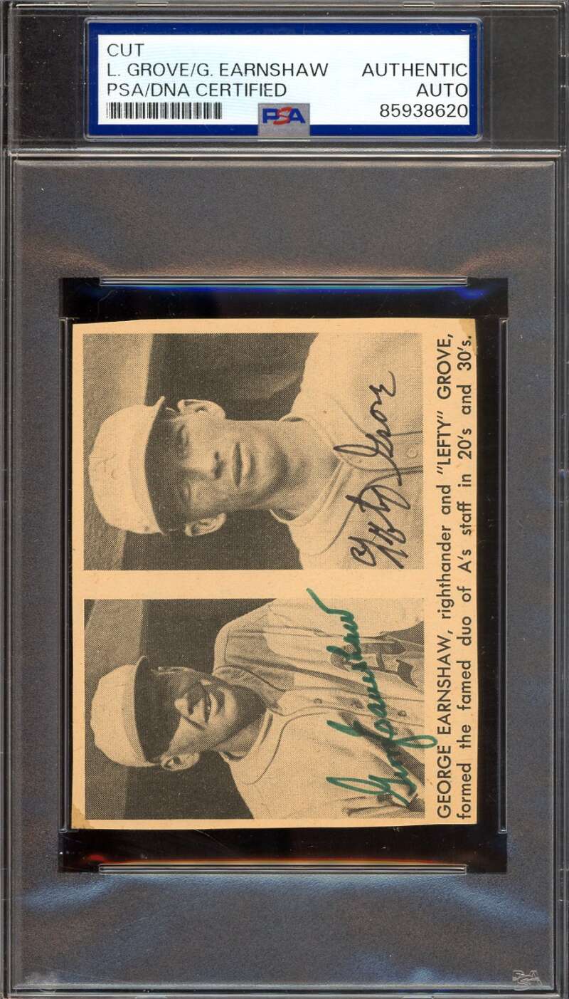 Lefty Grove George Earnshaw PSA DNA Signed 3x4 Photo Autograph