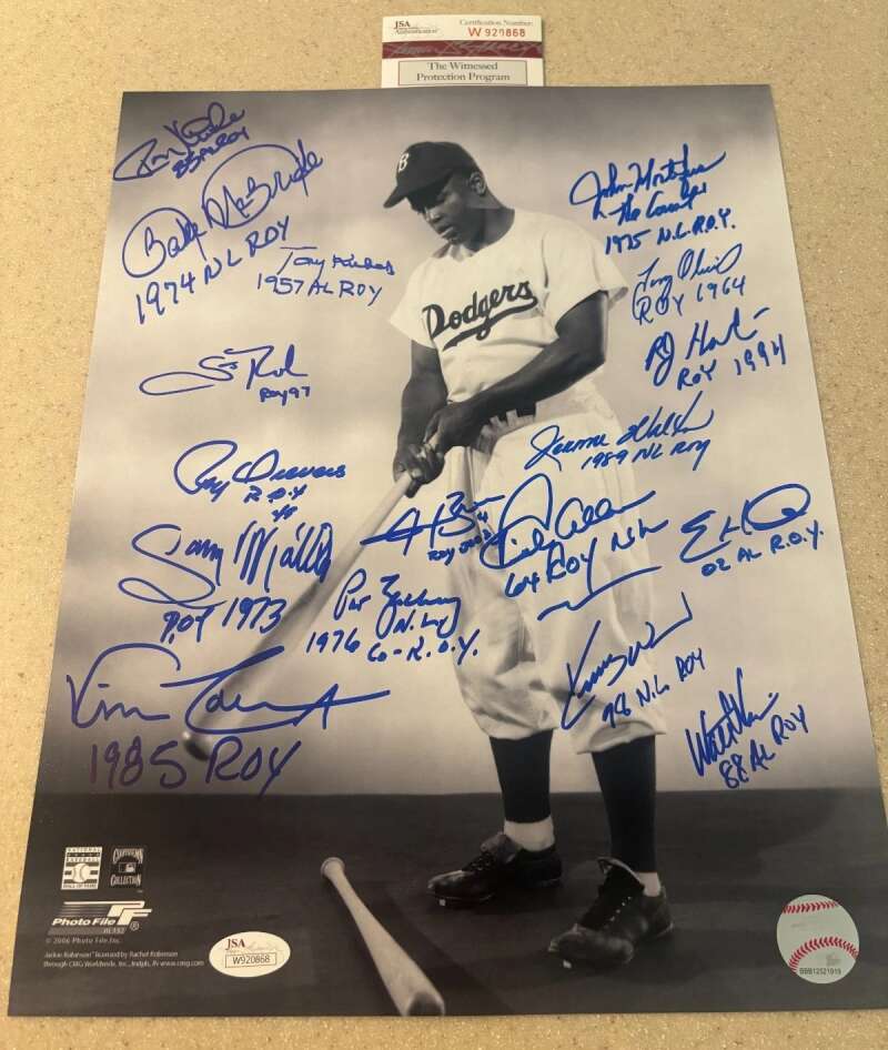Scott Rolen Dick Allen JSA Cert Signed by 17 11x14 ROY Photo Autograph