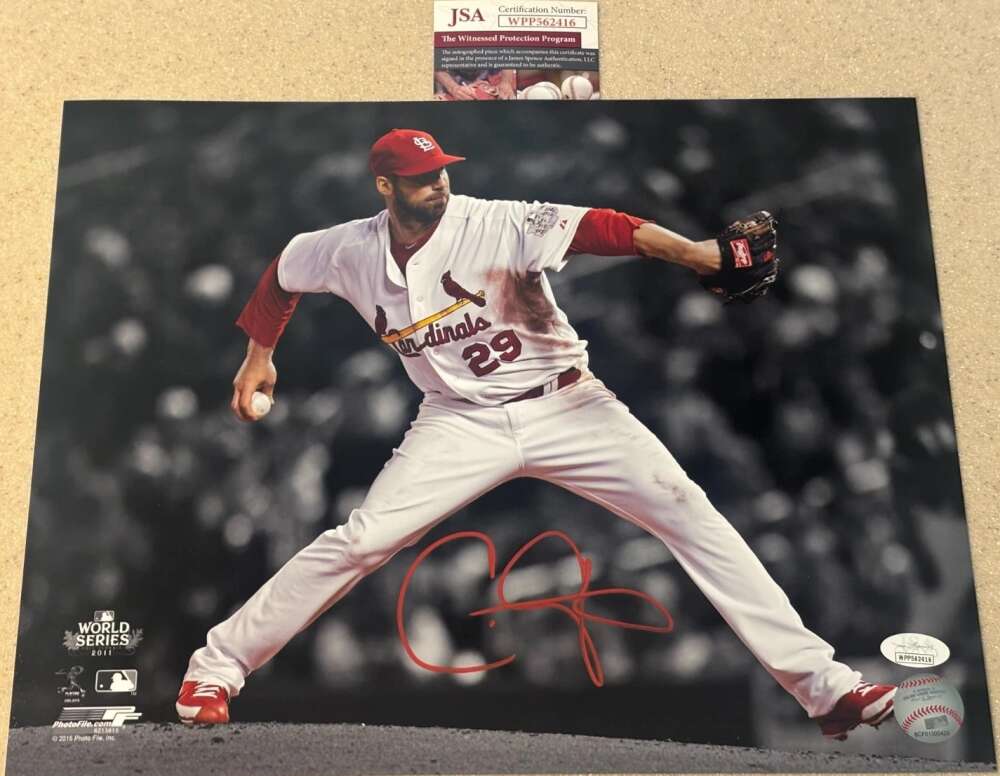 Chris Carpenter JSA Cert Signed 11x14 Photo Autograph 2011 WS