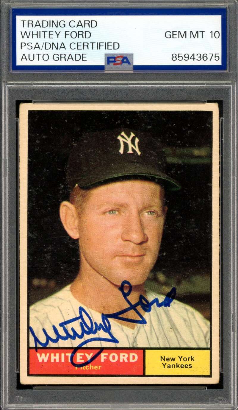 Whitey Ford Gem Mint 10 PSA DNA Signed 1961 Topps Autograph