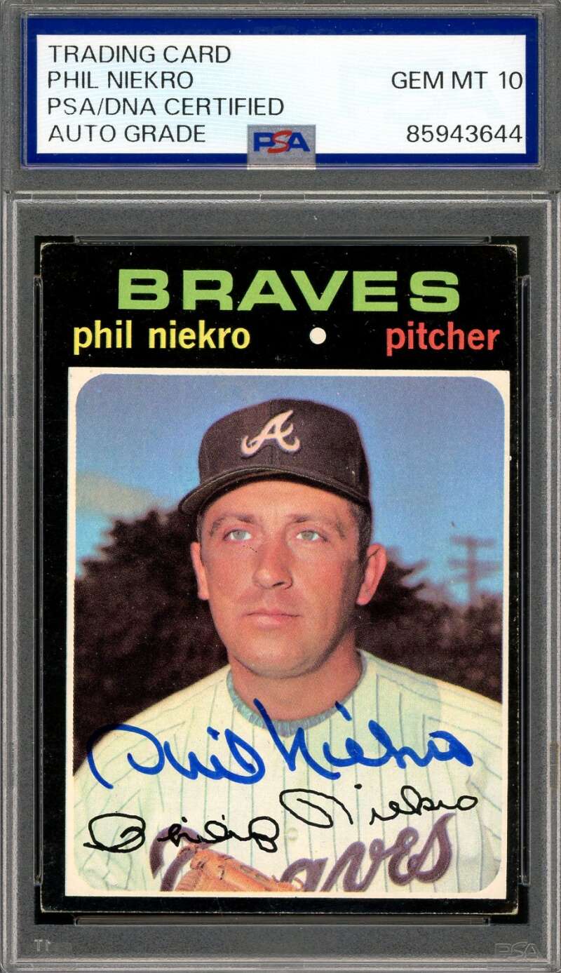 Phil Niekro Gem Mint 10 PSA DNA Signed 1971 Topps Autograph