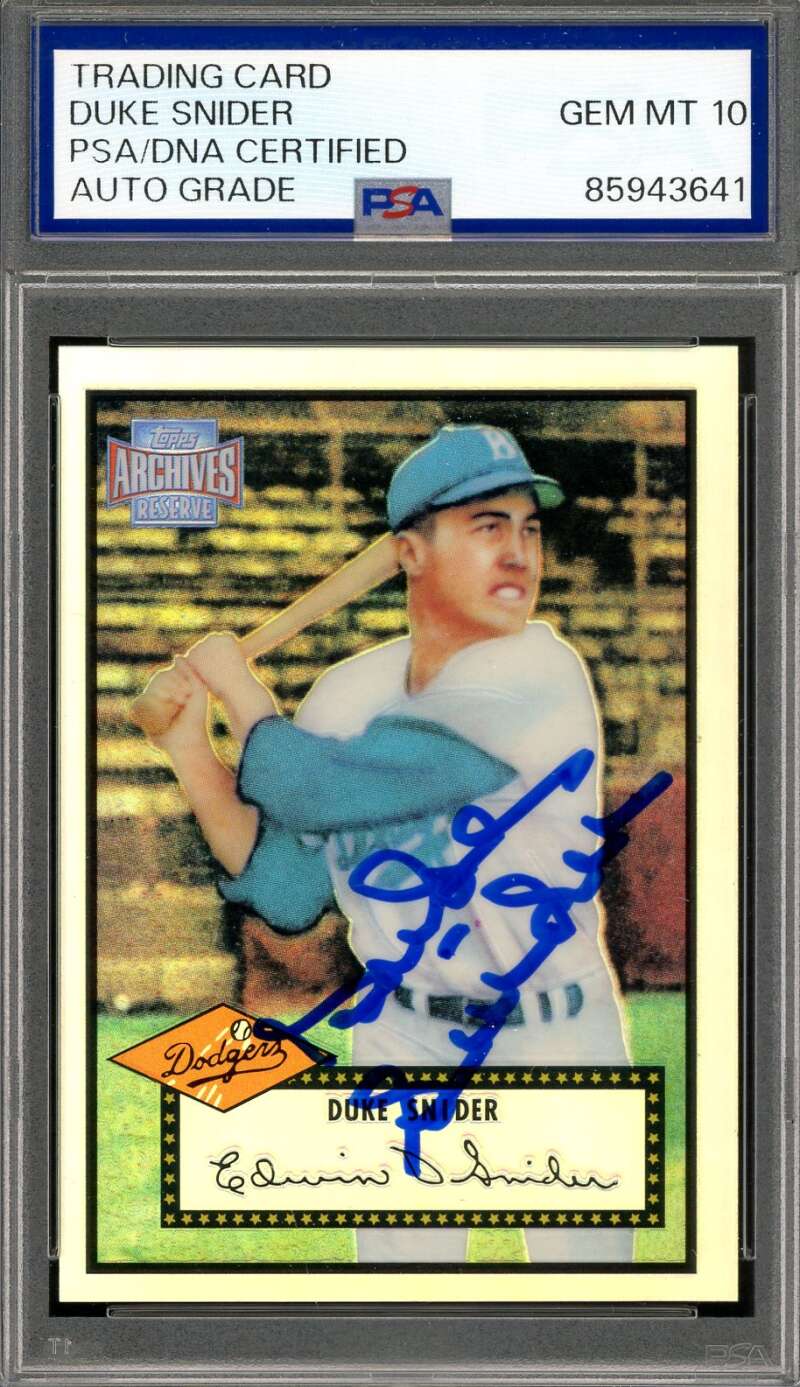 Duke Snider Gem Mint 10 PSA DNA Signed 2001 Topps Archives Reserve Autograph