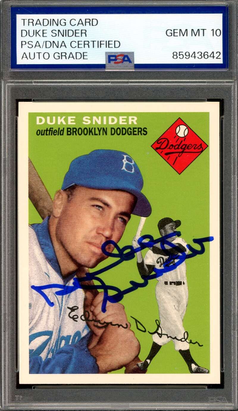 Duke Snider Gem Mint 10 PSA DNA Signed 1954 Topps 1995 Reprint Autograph
