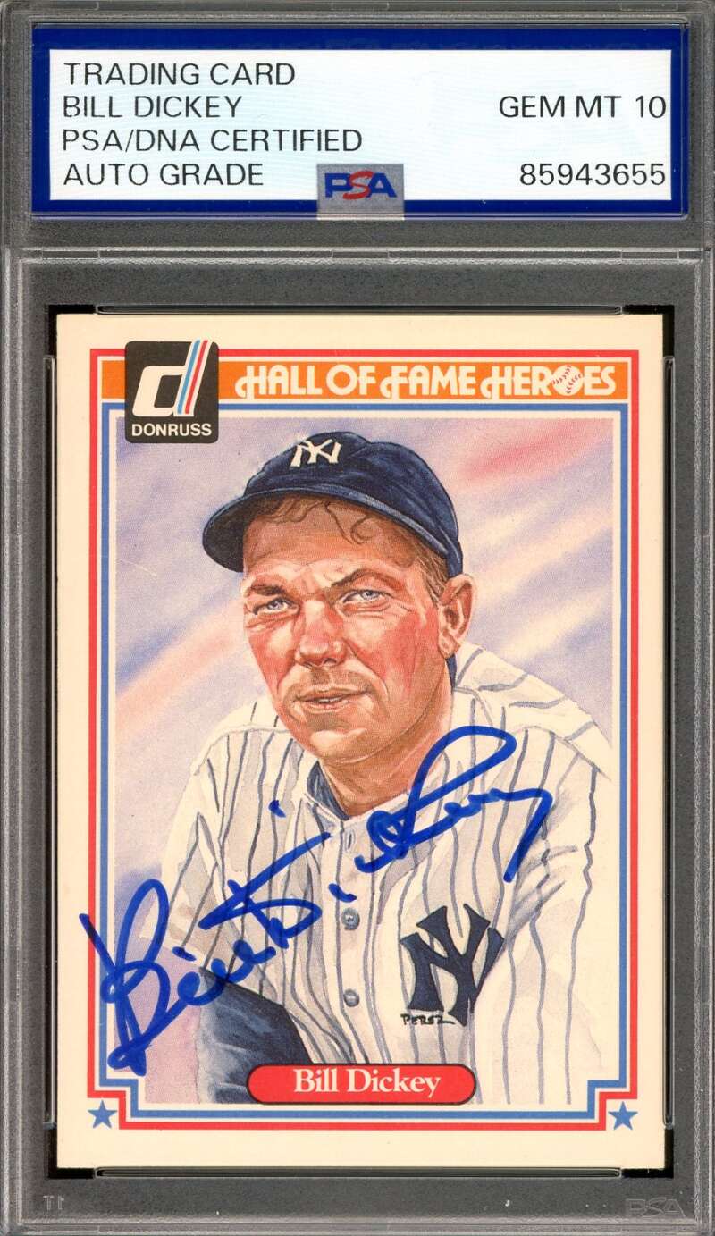 Bill Dickey Gem Mint 10 PSA DNA Signed 1983 Donruss Hall of Fame Heroes Autograph