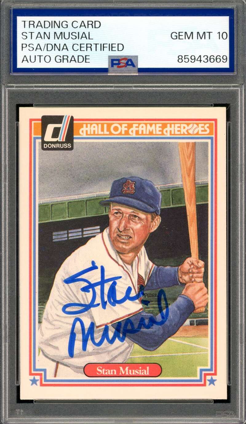Stan Musial Gem Mint 10 PSA DNA Signed 1983 Donruss Hall of Fame Heroes Autographed
