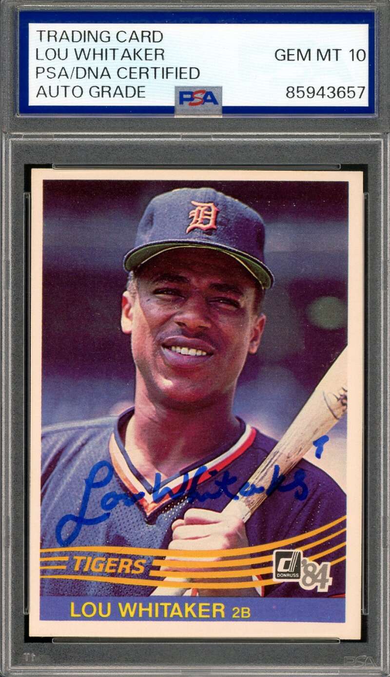 Lou Whitaker Gem Mint 10 PSA DNA Signed 1984 Donruss Autograph