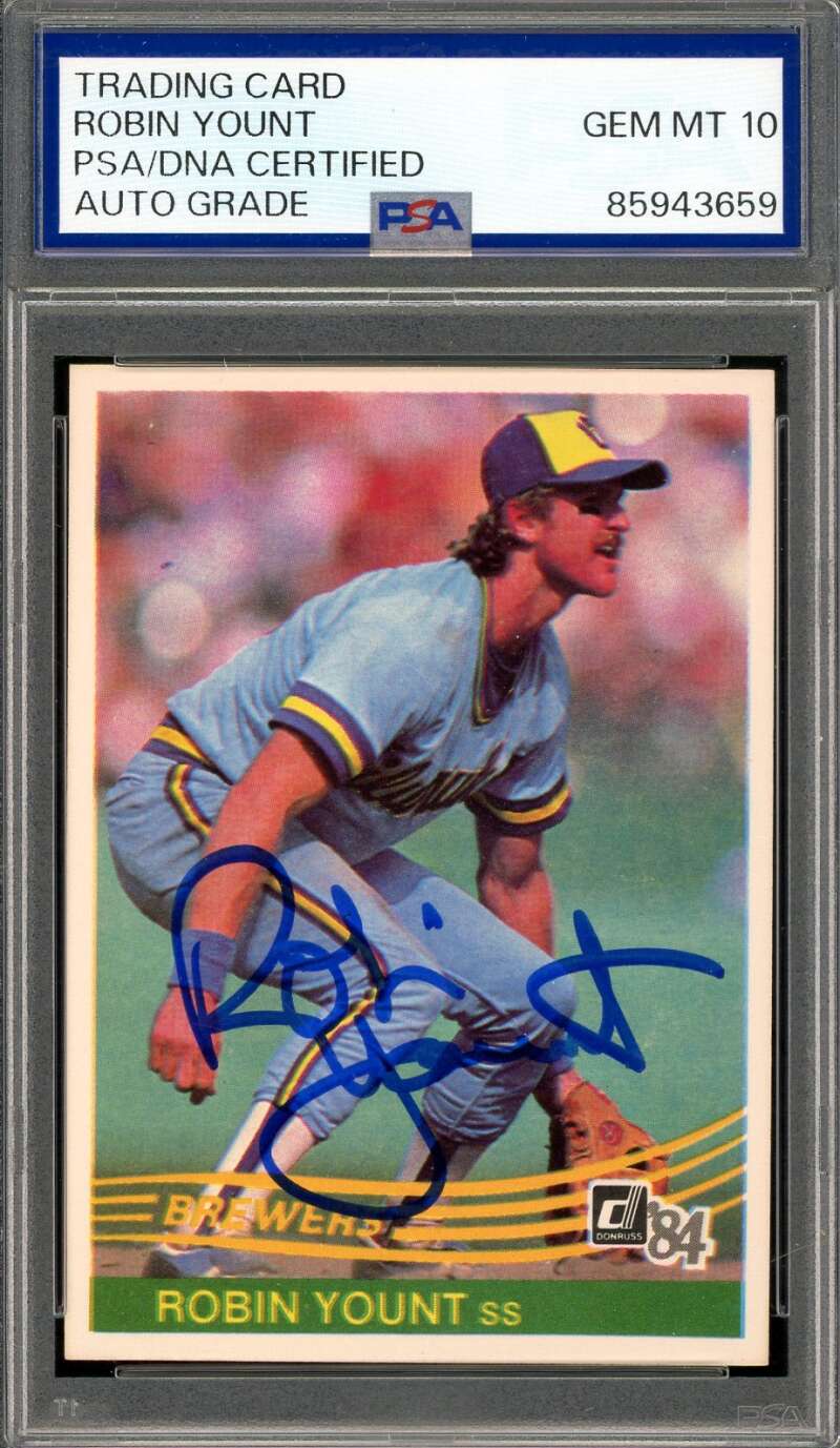 Robin Yount Gem Mint 10 PSA DNA Signed 1984 Donruss Autograph