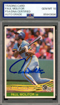 Paul Molitor Gem Mint 10 PSA DNA Signed 1984 Donruss Autograph