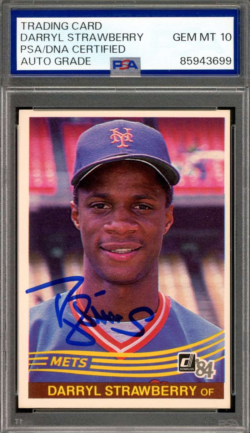 Darryl Strawberry Gem Mint 10 PSA DNA Signed 1984 Donruss Rookie Autograph