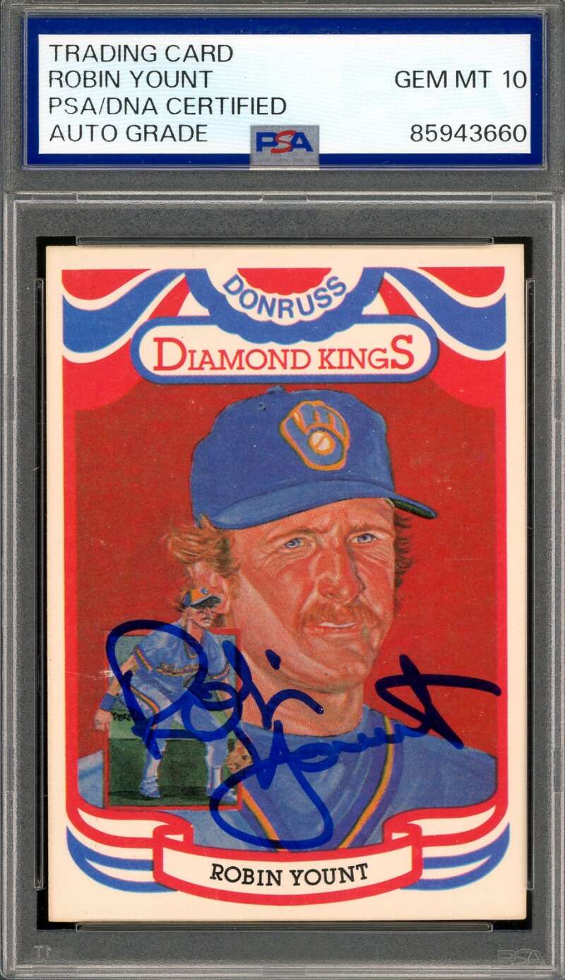 Robin Yount Gem Mint 10 PSA DNA Signed 1984 Donruss Diamond Kings Autograph
