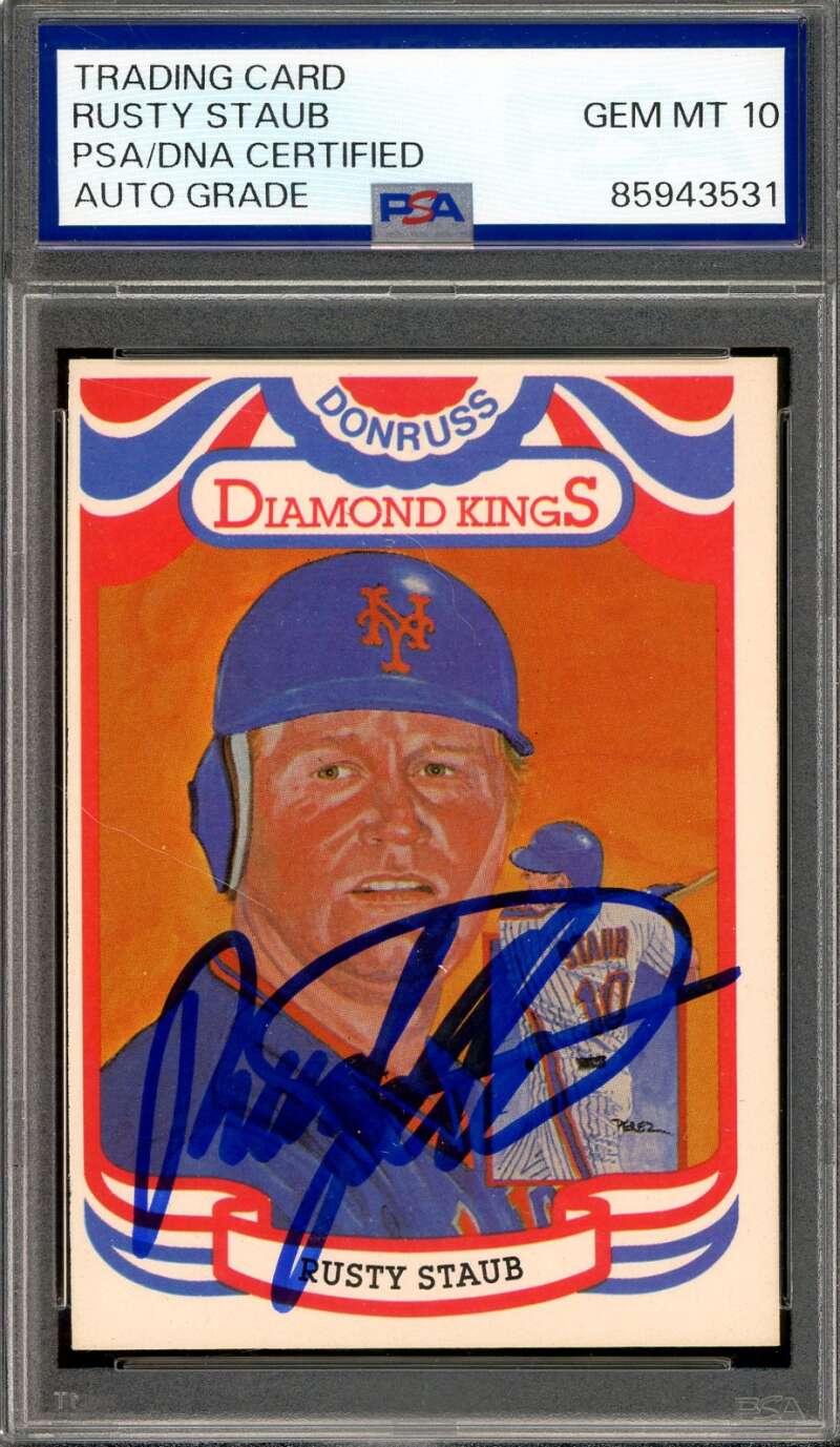 Rusty Staub Gem Mint 10 PSA DNA Signed 1984 Donruss Diamond Kings Autograph