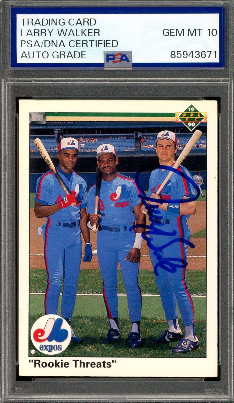 Larry Walker Gem Mint 10 PSA DNA Signed 1990 Upper Deck Rookie Autograph