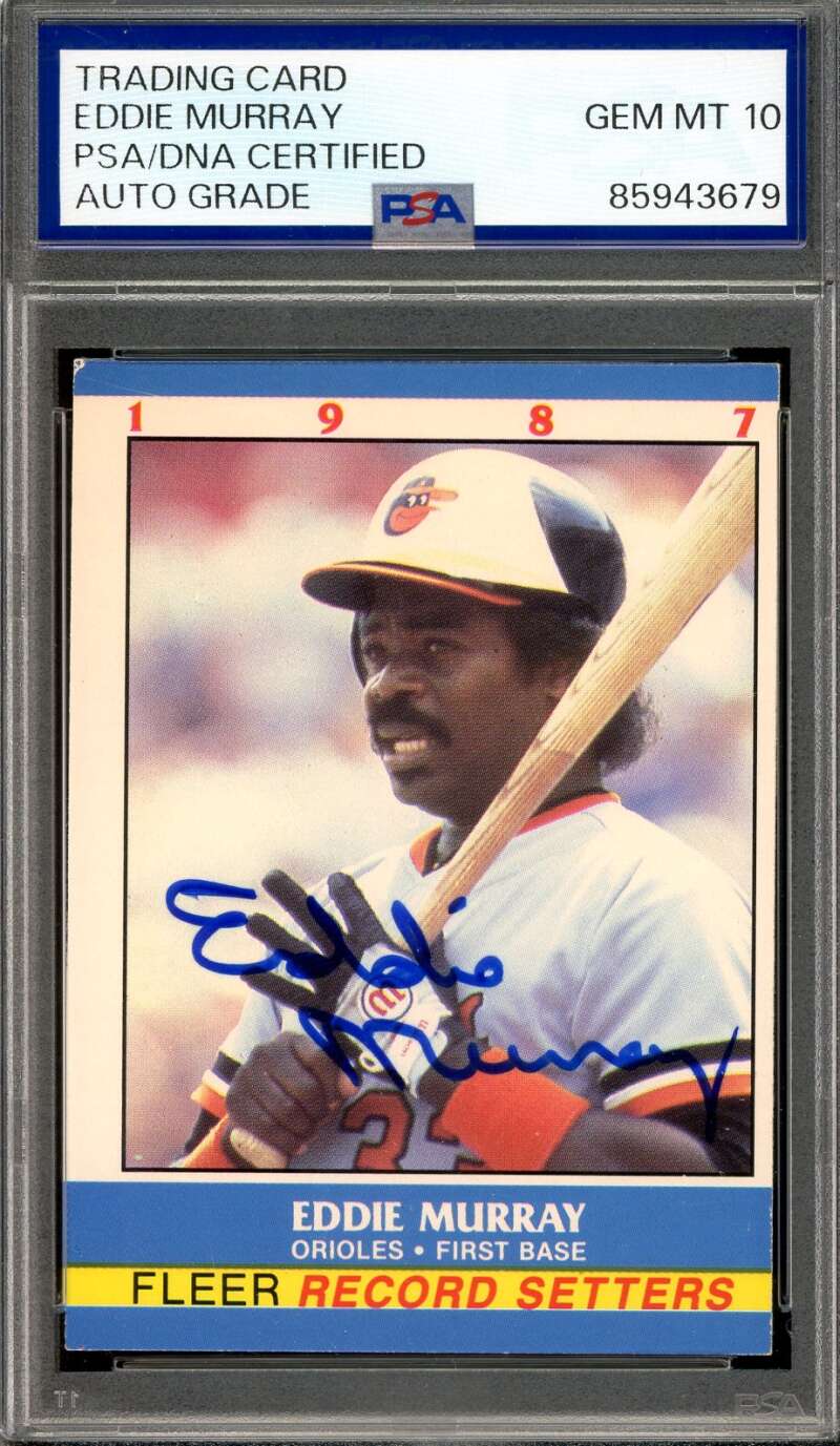 Eddie Murray Gem Mint 10 PSA DNA Signed 1987 Fleer Record Setters Autograph