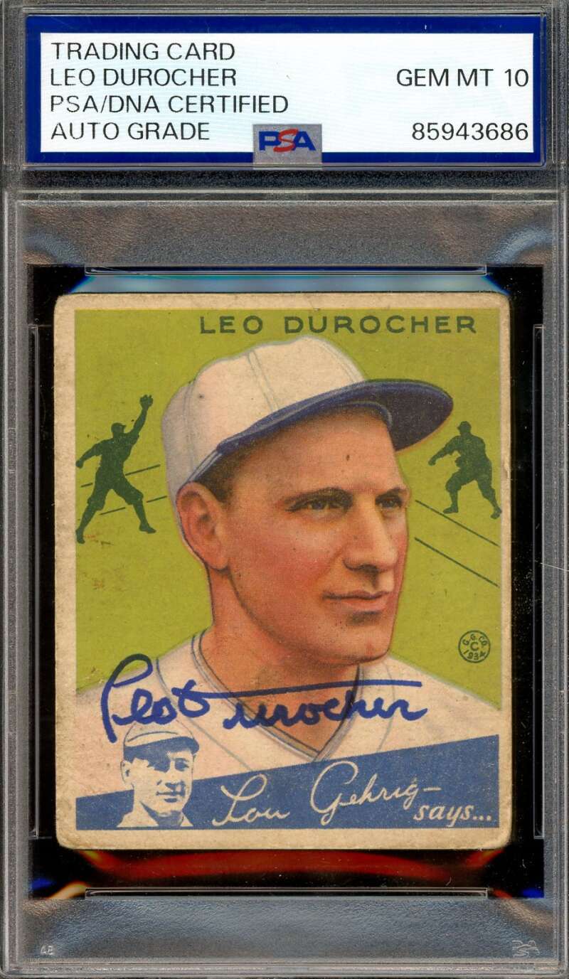 Leo Durocher Gem Mint 10 PSA DNA Signed Original 1934 Goudey Autograph